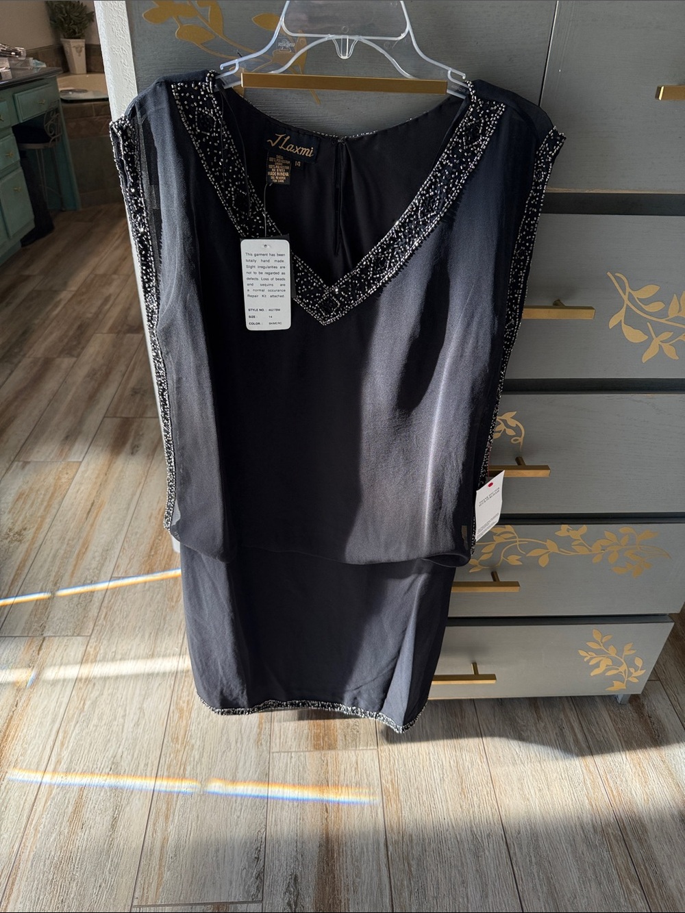 Jax Black Beaded V-Neck Sleeveless Tunic